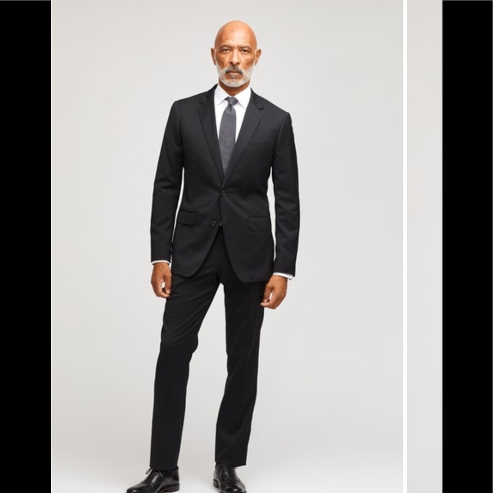 Oscar Dela Renta Black Wool Men’s Blazer Suit: 44R